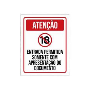 Placa Sinalização - Entrada Apenas Com Documento 27X35