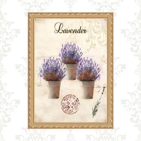 Quadro Moldura Dourada Vasinhos De Lavanda 45X34Cm