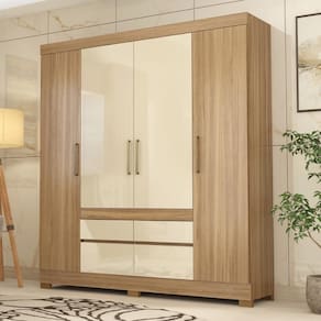 Guarda Roupa Casal 4 Portas e 4 Gavetas Bilbao