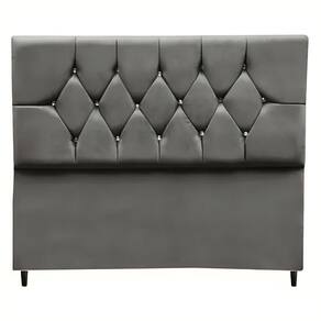 Cabeceira Cama Box Estofada Queen 160 Cm Geovana Suede cinza
