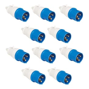 Kit 10 Plug Industrial 2P+T 16A Azul 6H 220/250V Omg 3076