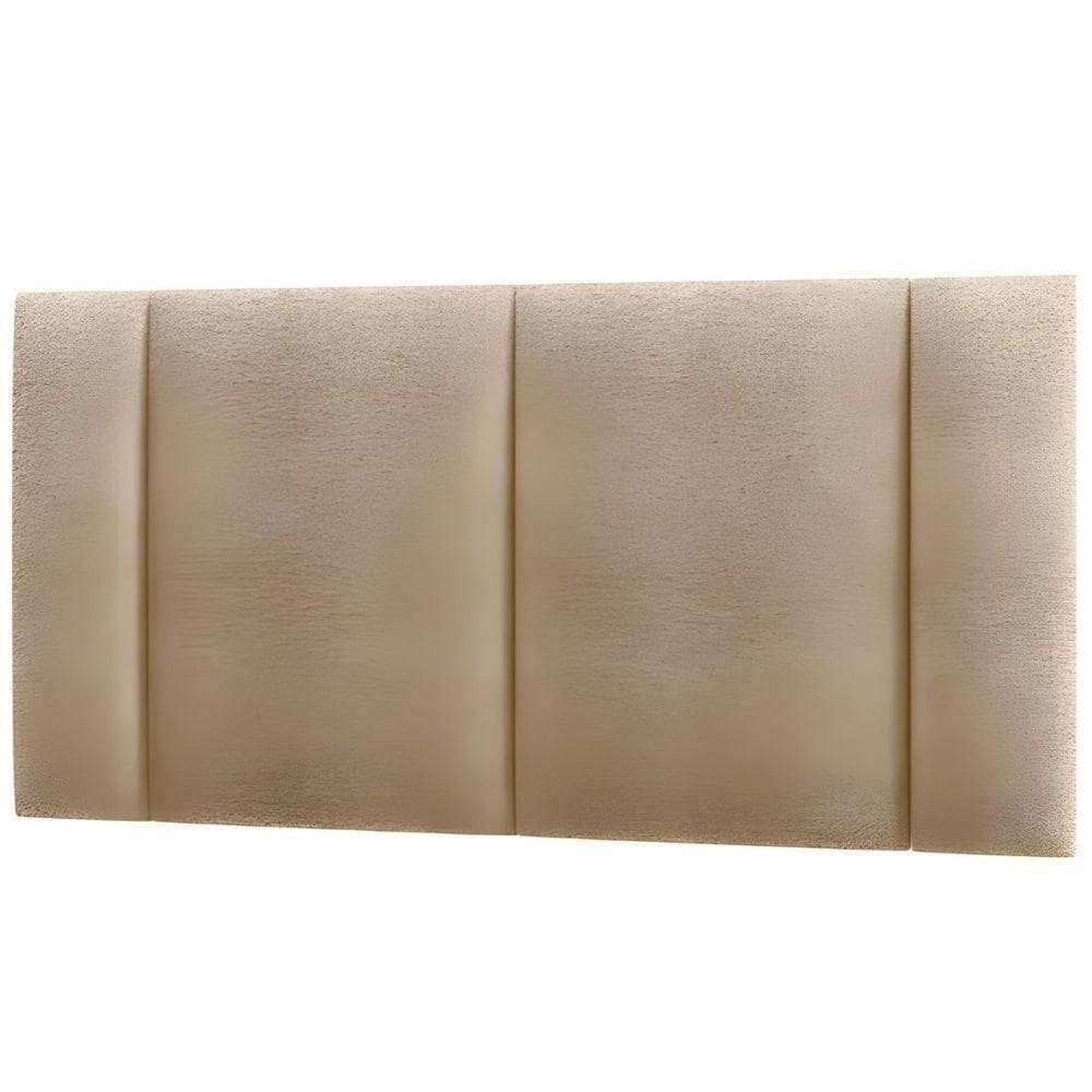 Cabeceira Estofada Cama Box Casal Com Led Moderna 140 Cm veludo Bege