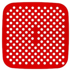Tapete Protetor Silicone Quadrada Vermelho Air Fryer Fritadeira 18cm Wincy
