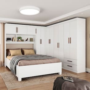 Guarda-Roupa Casal Modulado com Cama Hércules 11 Portas 6 Gavetas Branco - Carioca Móveis