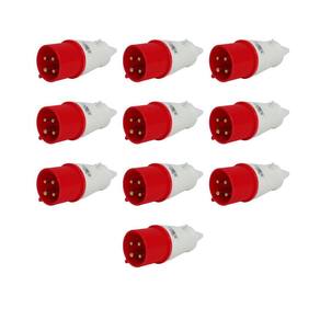 Kit 10 Plug Industrial 3P+T 32A Vermelho 6H 380/440V Omg 4276
