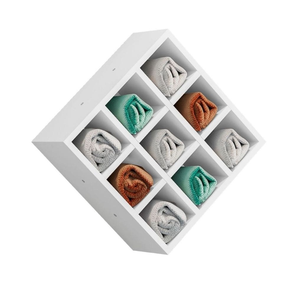 Suporte Porta Toalha Luiza Com 9 Nichos Toalheiro Multiuso