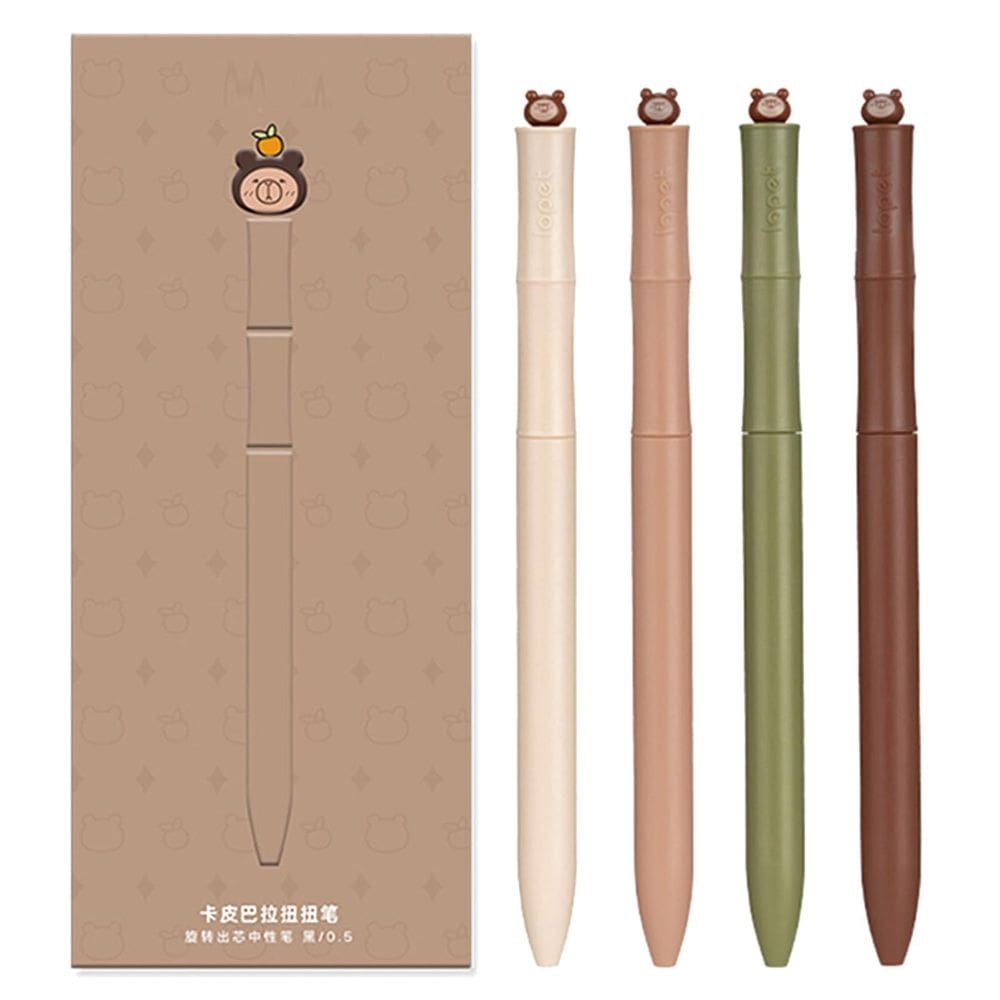 Canetas de gel MOZXIRZ Capybara Design Black Ink 0,5 mm, pacote com 4
