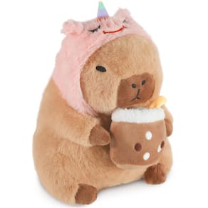 Brinquedo de pelúcia CHDBLOCK Unicorn Capybara com xícara de chá Bubble 28cm