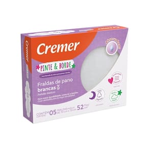 Caixa 5 Fralda Pinte E Borde Cremer 70X70Cm - Artesanato
