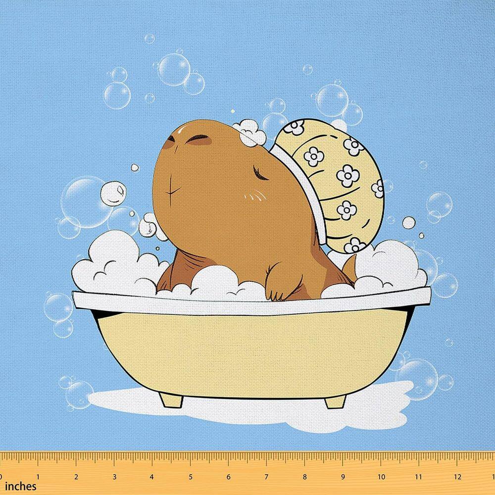 Tecido Erosebridal Cute Capybara, 3 metros, marrom, preto