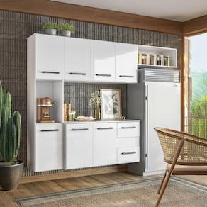 Cozinha Suspensa 1,80m Juliete 7 Portas 2 Gavetas Branco Nicioli