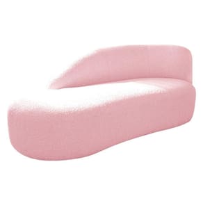 Divã Recamier Curvo Luna 140cm Lado Esquerdo Suede - Doce Sonho Móveis Rosa Bebê