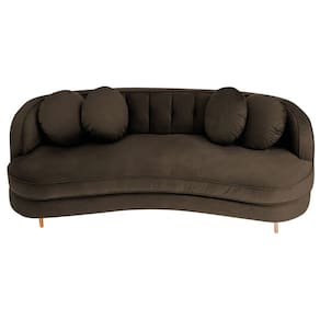 Sofá Curvo 2 Lugares Orgânico Luxo Panamá 140cm Suede Marrom