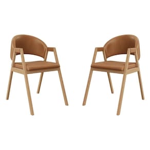 Kit 02 Cadeiras Suellen Decorativa Para Mesa Jantar Courino Marrom Claro