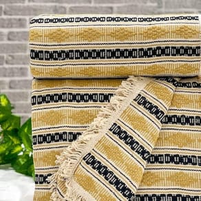 Manta Diamante Super King 100% Algodão 260x250 Listra Amarelo-preto