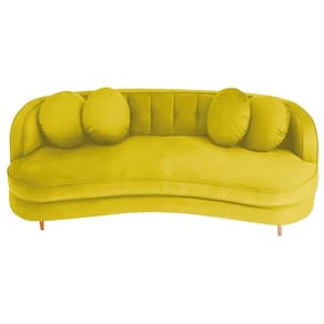Sofá Curvo 2 Lugares Orgânico Luxo Panamá 140cm Suede Amarelo