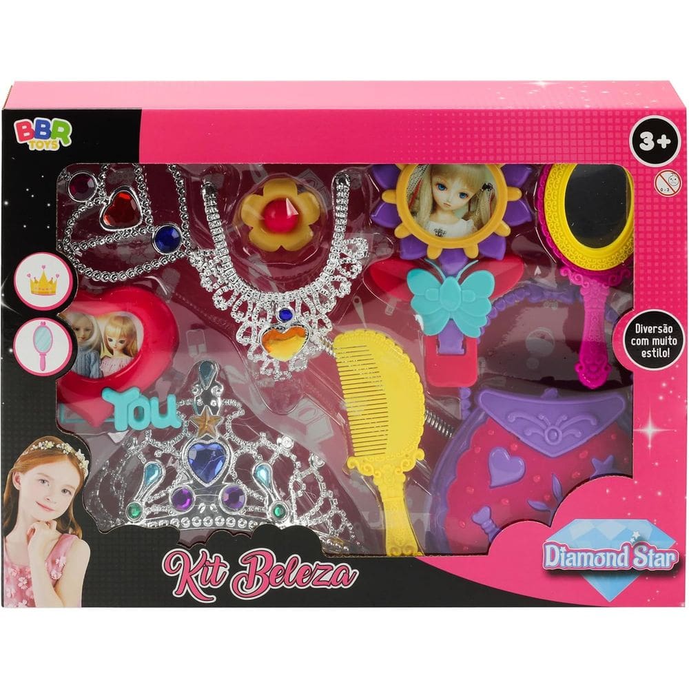 Kit Beleza Infantil Com Diversos Acessórios Brinquedo Fashion Diamond Star