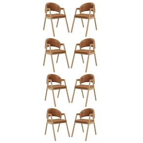 Kit 08 Cadeiras Suellen Decorativa Para Mesa Jantar Courino Marrom Claro