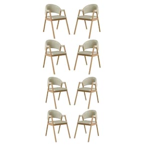 Kit 08 Cadeiras Suellen Decorativa Para Mesa Jantar Courino Bege