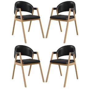 Kit 04 Cadeiras Suellen Decorativa Para Mesa Jantar Courino Preto