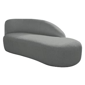 Divã Recamier Curvo Luna 160cm Lado Direito Suede - Doce Sonho Móveis Cinza