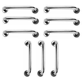 Barra de Apoio 40cm Kit 9 Unidades Inox Suporte Cadeirante Idoso Gestante Banheiro Box Corrimao Escada Segurança Acessibilidade