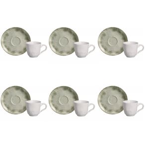 Conjunto de Xícara de Cafezinho com Pires 06 Peças Bio Tropicália Porto Brasil