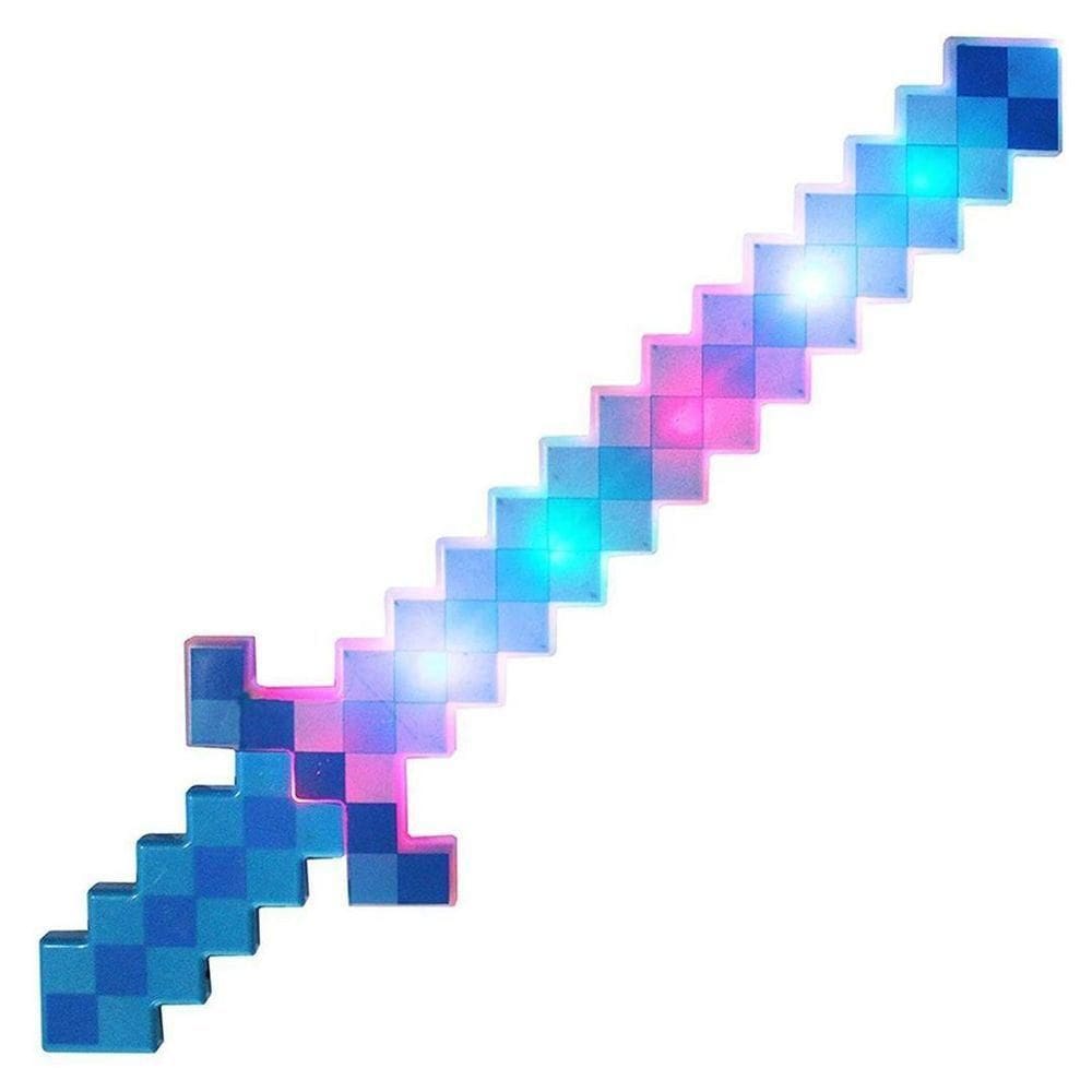 Brinquedo Espada Pixel Minecraft 58cm Som E Luz Azul Nº11