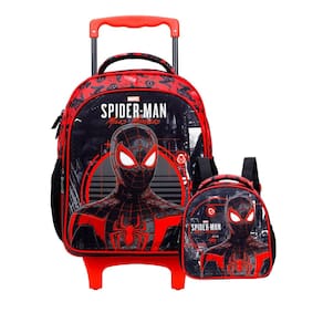 Kit Escolar Spider Man Mochila Com Rodas Grande + Lancheira