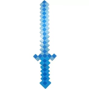 Brinquedo Espada Pixel Minecraft 58cm Som E Luz Azul Nº10