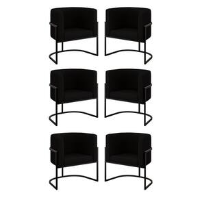 Kit 06 Cadeiras Poltrona Sala Quarto Base Preta Veludo Preto