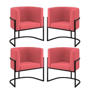 Kit 04 Poltronas Lua Sala Decorativa Base De Ferro Black Rosa
