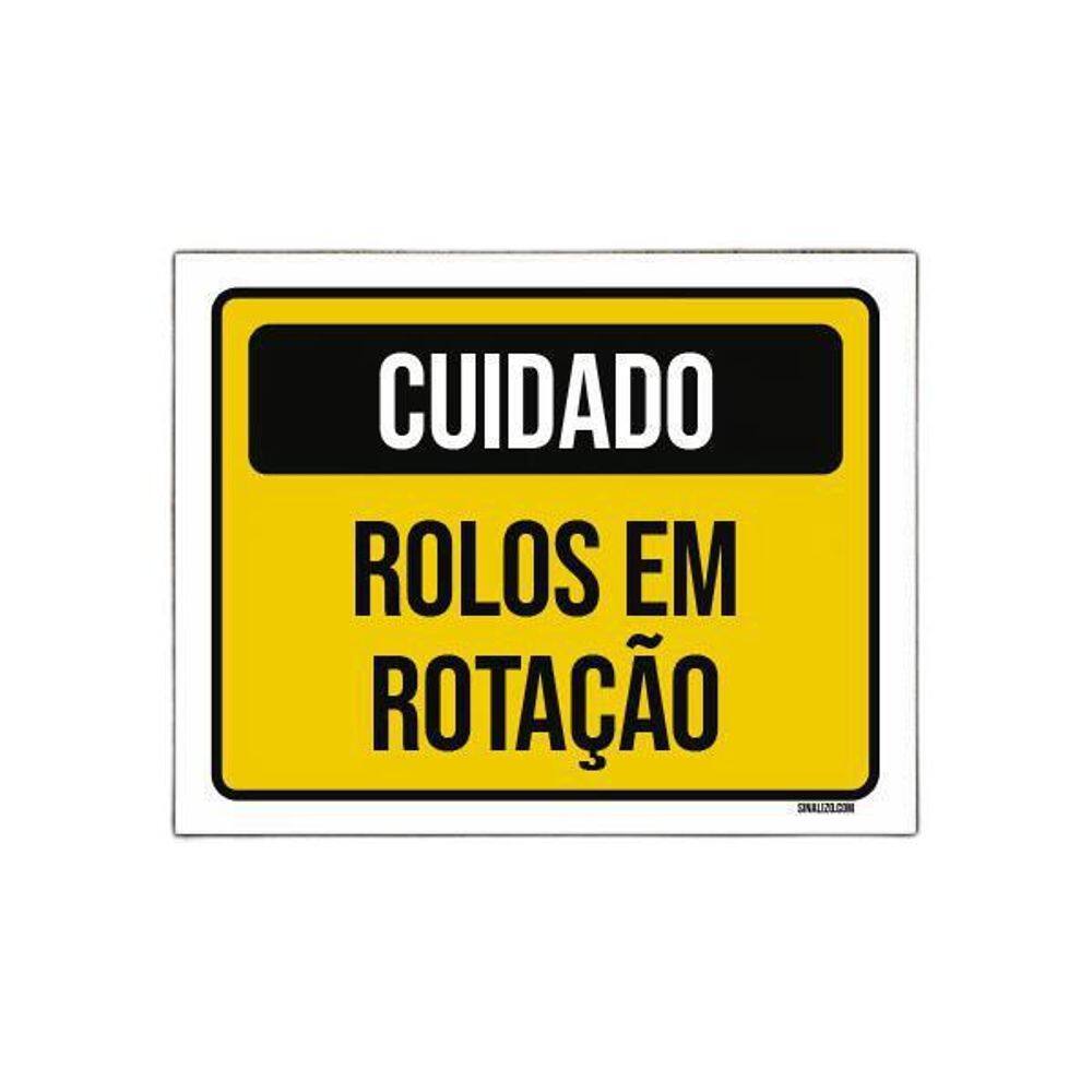 Placa Cuidado Rolos Em Rotação 36X46