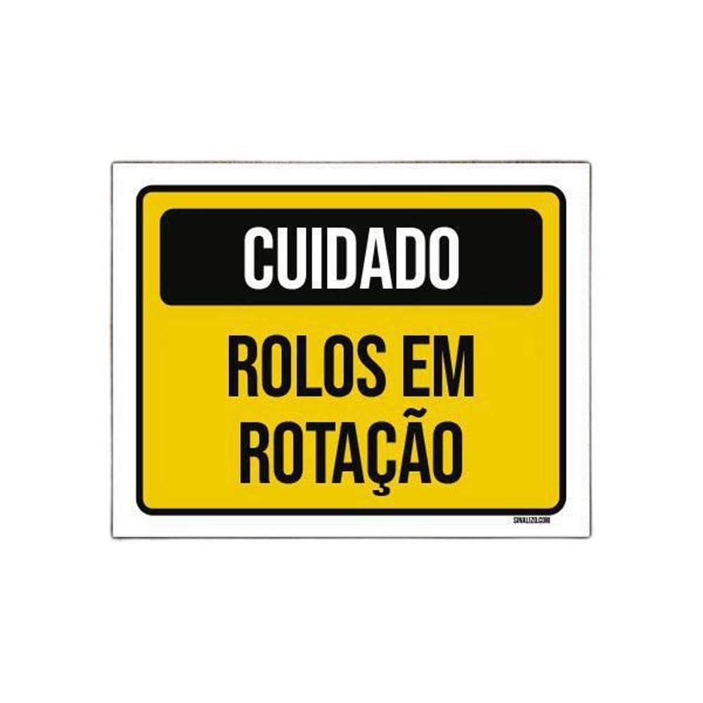 Placa Cuidado Rolos Em Rotação 36X46