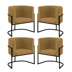 Kit 04 Poltronas Lua Sala Decorativa Base De Ferro Black Capuccino