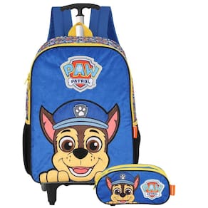 Mochila Patrulha Canina Rodinhas + Estojo Duplo Escolar
