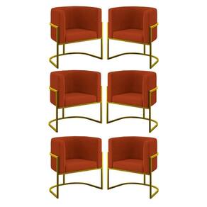 Kit 06 Poltronas Lua Sala Decorativa Base De Ferro Gold Terracota