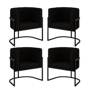 Kit 04 Cadeiras Poltrona Sala Quarto Base Metal Preta Veludo Preto