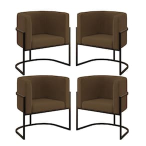 Kit 04 Poltronas Lua Sala Decorativa Base De Ferro Black Marrom