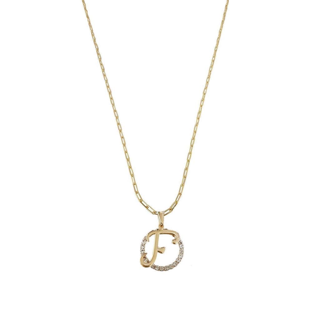 Colar Corrente 60 Cm Feminina Pingente Letra F Banhado Ouro