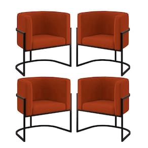Kit 04 Cadeiras Poltrona Para Sala Quarto Base De Metal Preta Terracota