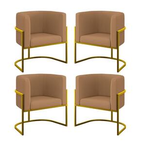 Kit 06 Poltronas Lua Sala Decorativa Base Ferro Gold Veludo Capuccino