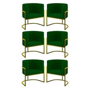 Kit 06 Cadeiras Poltrona Para Sala Quarto Base De Metal Gold Verde