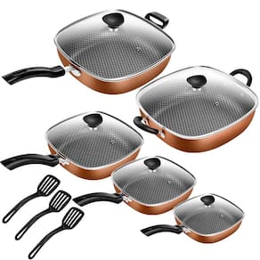 Conjunto Frigideiras Antiaderente Quadrada Tampa De Vidro 5 Peças Patolux