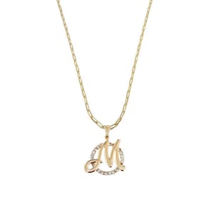 Colar Corrente 45 Cm Feminina Pingente Letra M Banhado Ouro