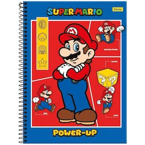 Caderno Super Mario Bros Capa Dura Espiral 1 Matéria Escolar