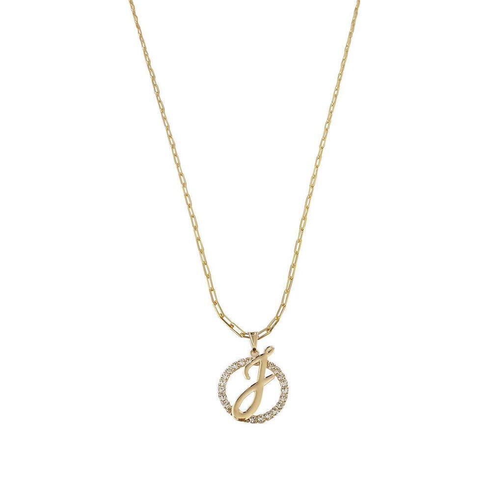Colar Corrente 45 Cm Feminina Pingente Letra J Banhado Ouro
