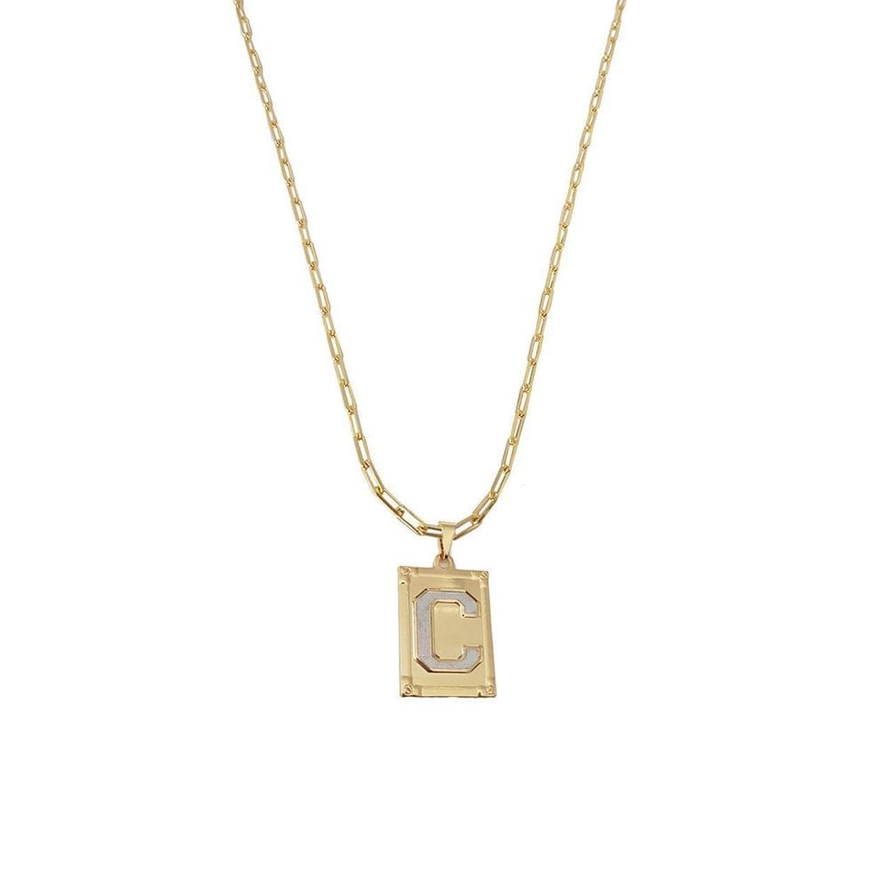 Cordão 45Cm Masculino Feminino Pingente Letra C Banhado Ouro