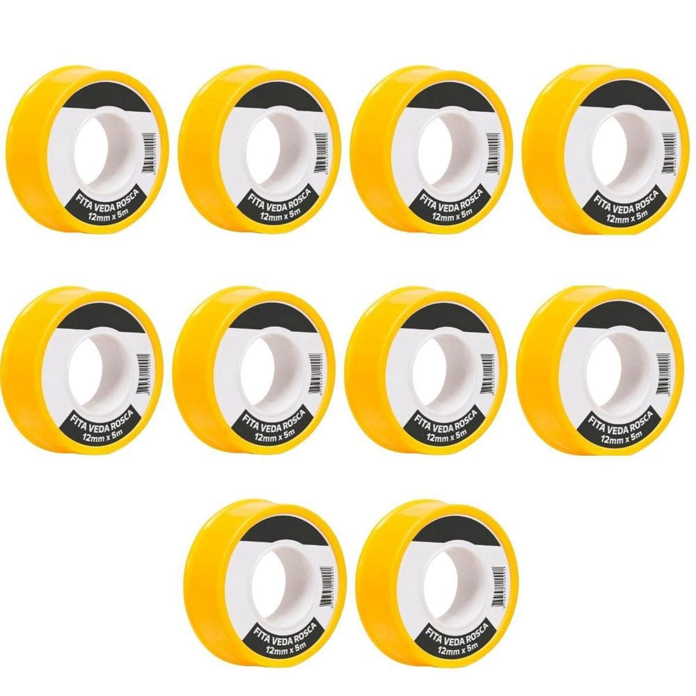 Fita Veda Rosca Teflon 12Mm X 5M Kit 10 Un