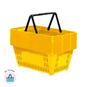 Kit 5 Cestas De Compras Plástica 16L Amarelo